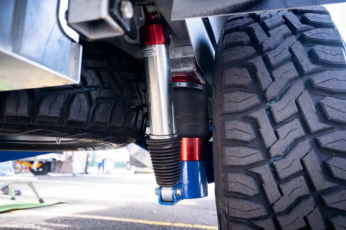 Close-up of the Kube mono-tube off-road shock and air suspension